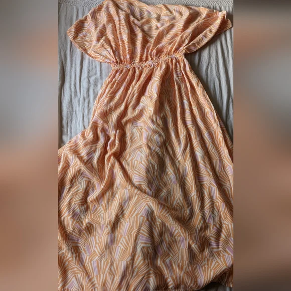 WORLD MARKET / orange and pink printed maxi dress / S/M - Picture 4 of 5
